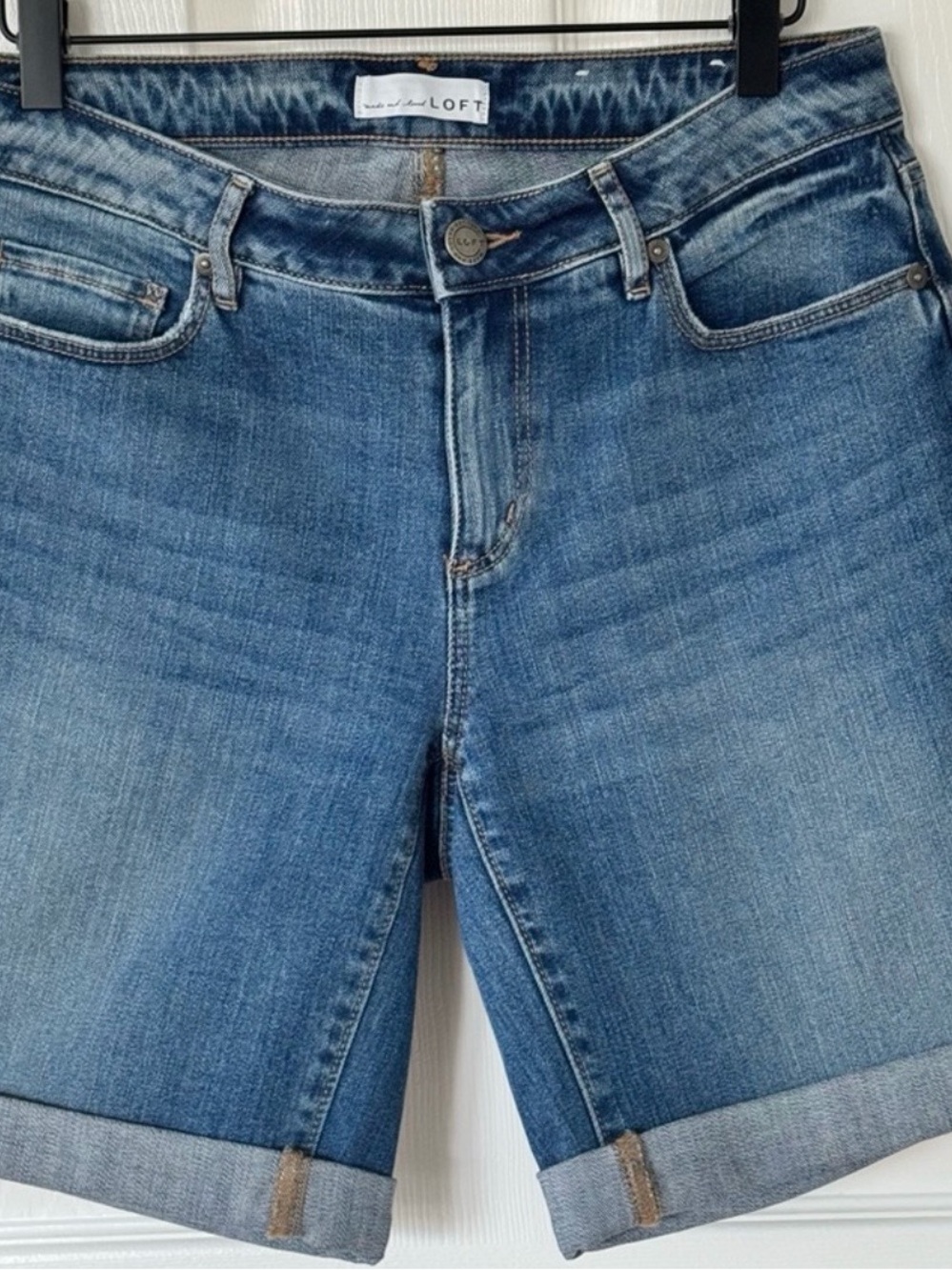 LOFT Women's Light-Mid Blue Boyfriend Denim Shorts